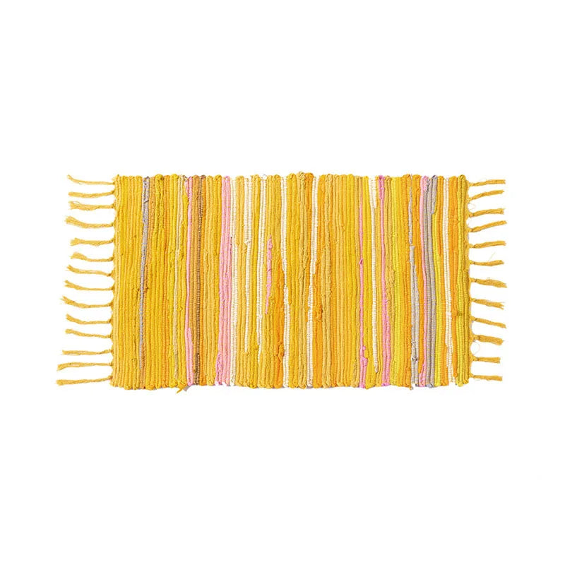 Tapis à franges tissé main — motif rayé (vue 9) - Nesty