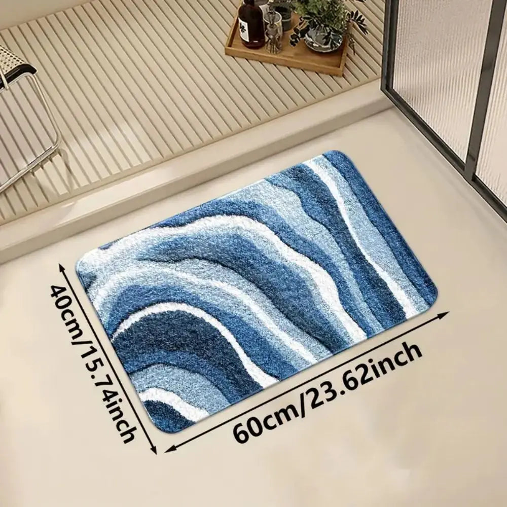 Tapis de bain motif vagues bleues Nesty (vue 6)