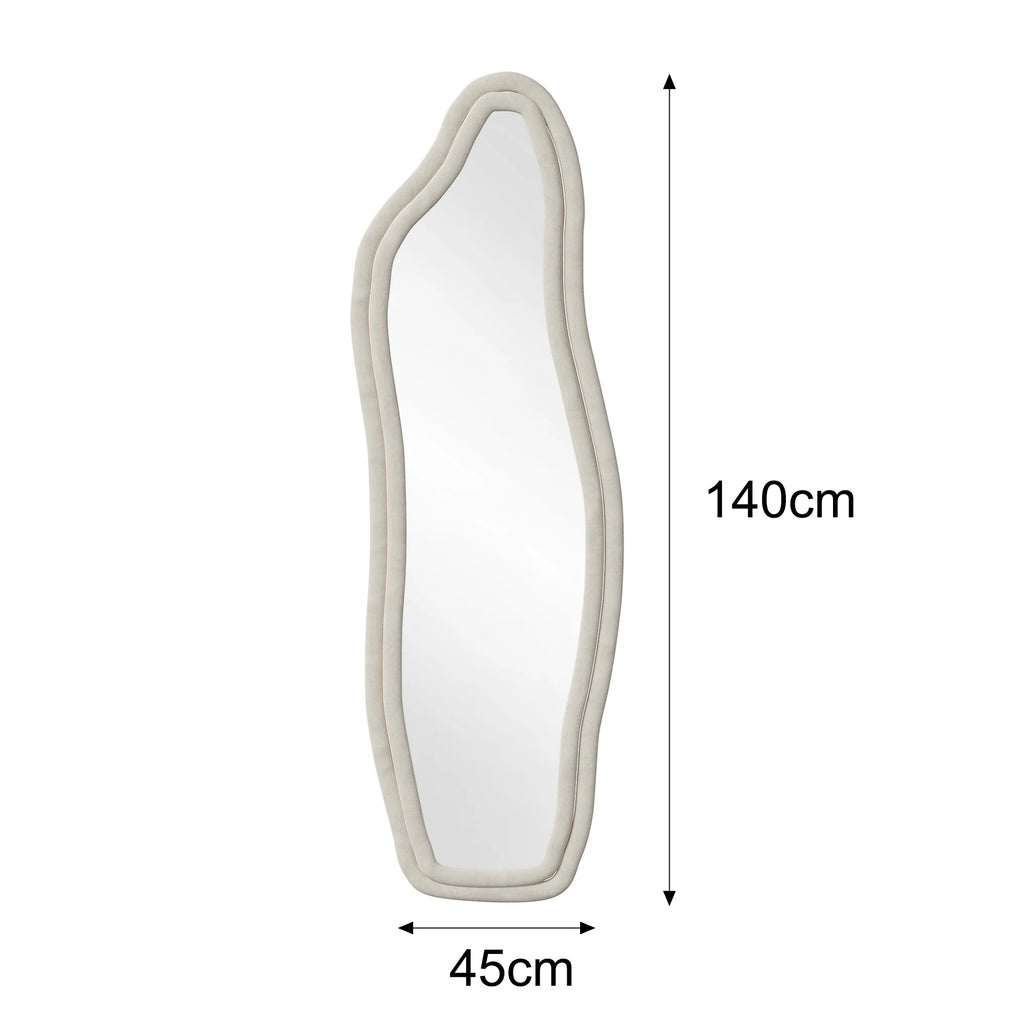 Miroir sur pied forme organique, cadre velours (vue 9) - Nesty