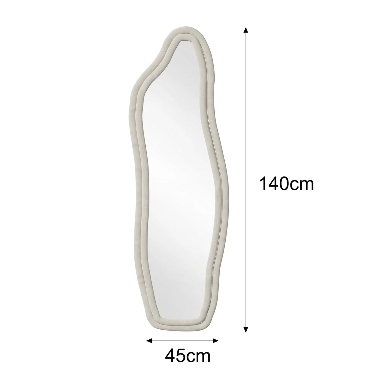 Miroir sur pied forme organique, cadre velours (vue 9) - Nesty