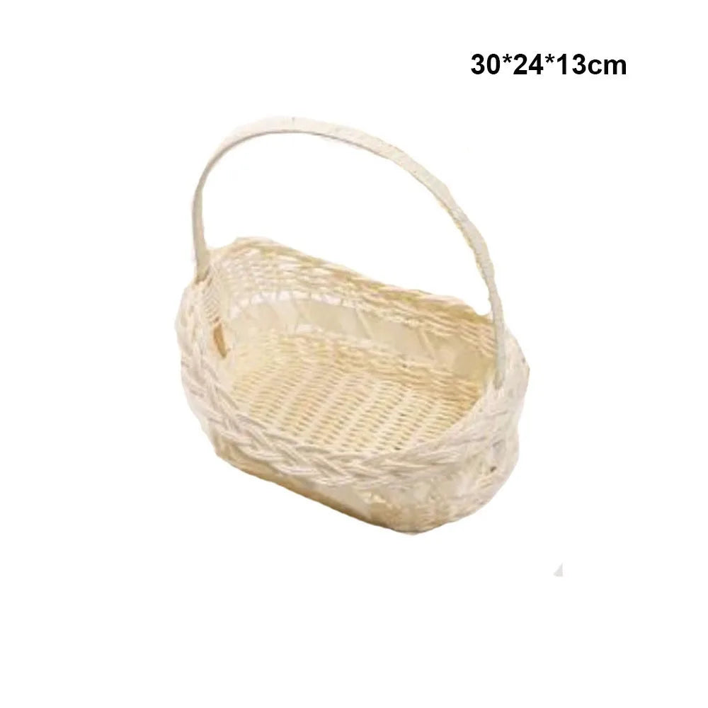 Panier tressé à anse, beige, corbeille de rangement décorative (vue 9) - Nesty