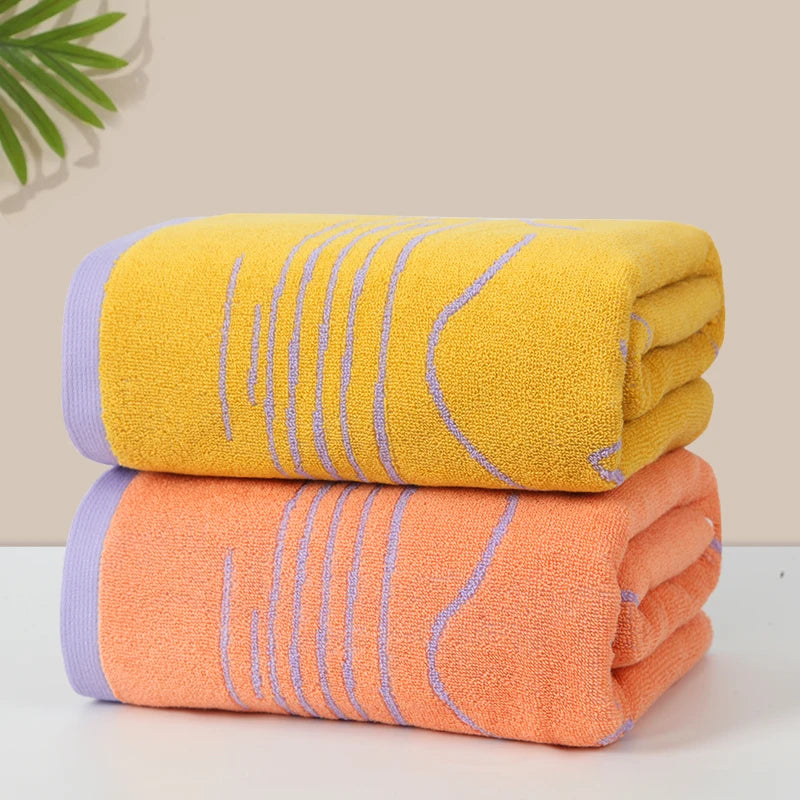 Serviette de bain en coton à motif ligné — grand format, pour toute la famille - Nesty (vue 1)