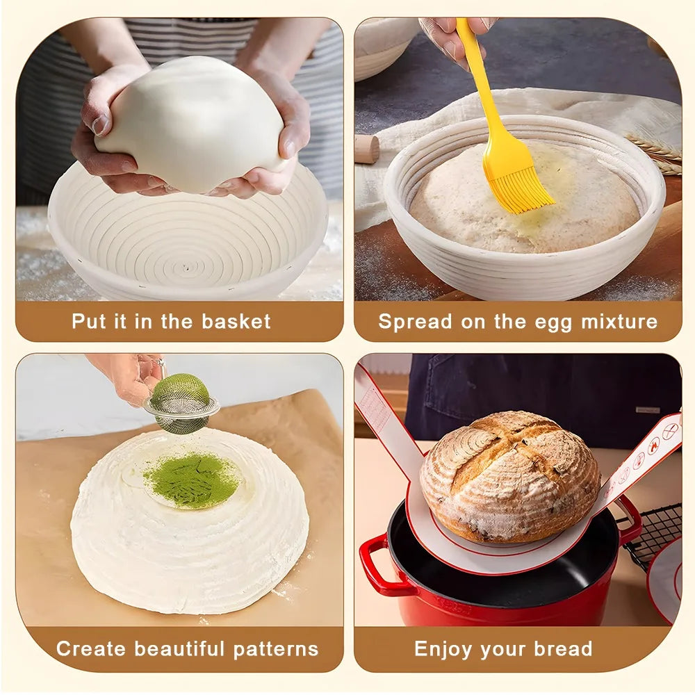 Banneton rond en rotin naturel 23 cm, panier à pain pour levain (vue 6) - Nesty