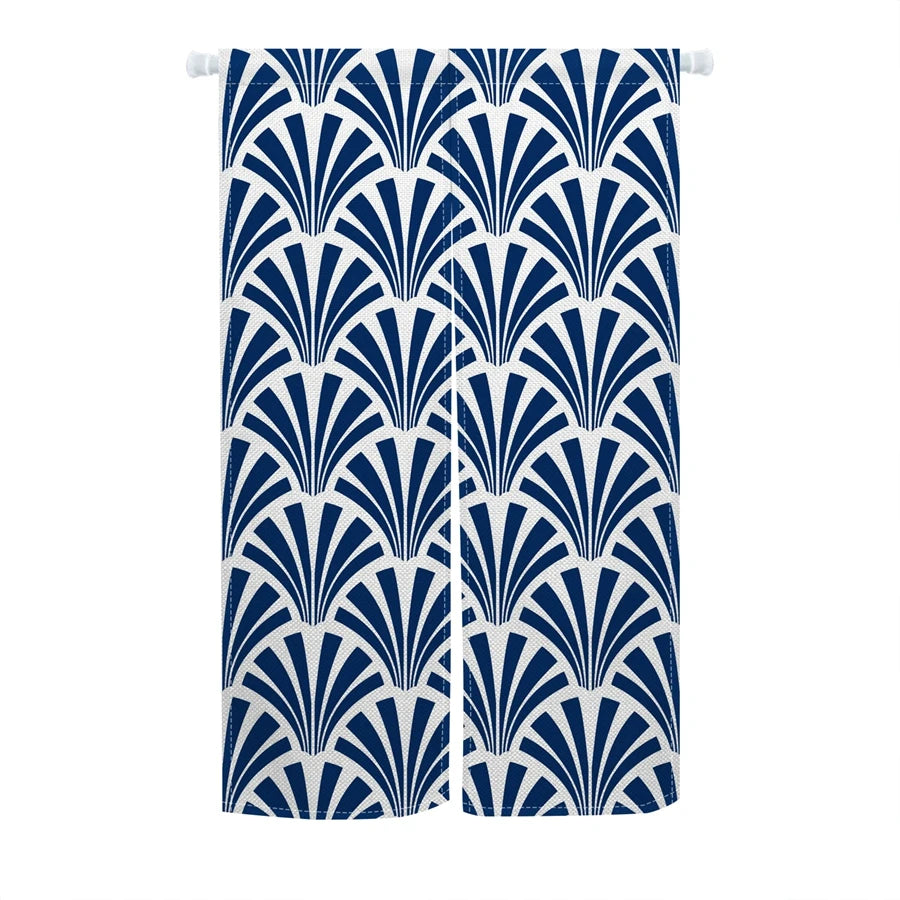 Rideau japonais noren bleu à motif vague, en lin pour porte - Nesty (vue 15)