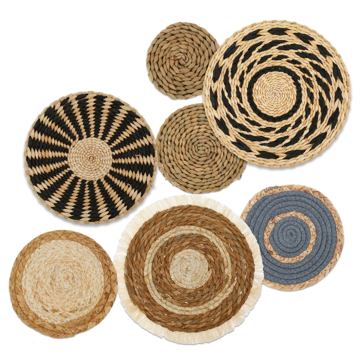 Lot de 7 paniers muraux tressés, décoration murale bohème - Nesty (vue 7)