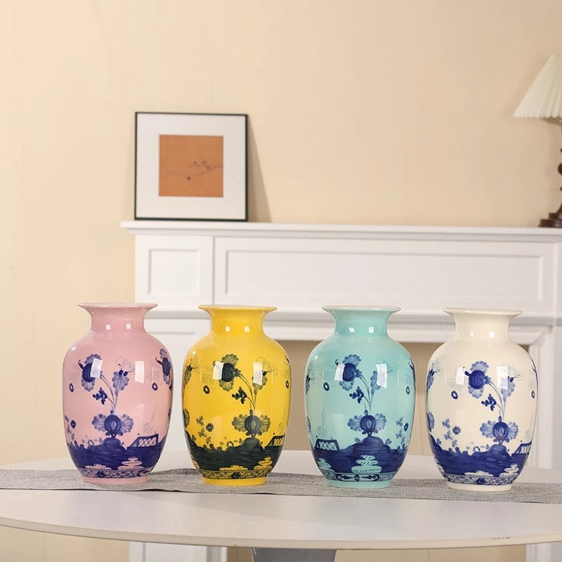 Vase en porcelaine peint à la main — motif bleu et blanc (vue 6) - Nesty