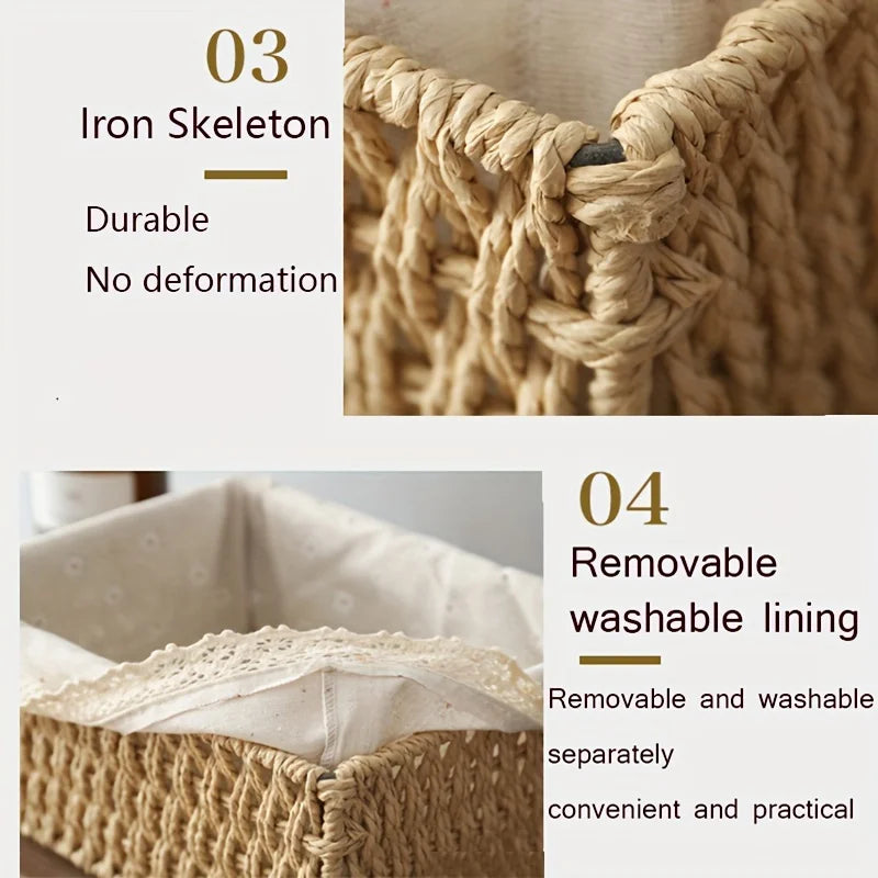 Panier en bois tressé avec doublure dentelle amovible (vue 6) - Nesty