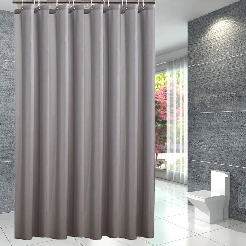 Rideau de douche noir en polyester imperméable, grand format avec crochets - Nesty (vue 7)