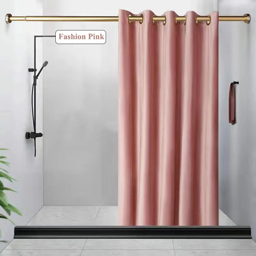 Rideau de douche en velours avec anneaux dorés, double épaisseur imperméable - Nesty (vue 8)