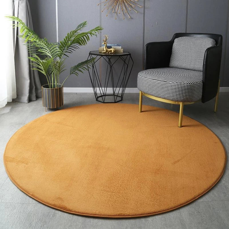Tapis rond en velours corail Nesty - Tapis court et doux (vue 17)