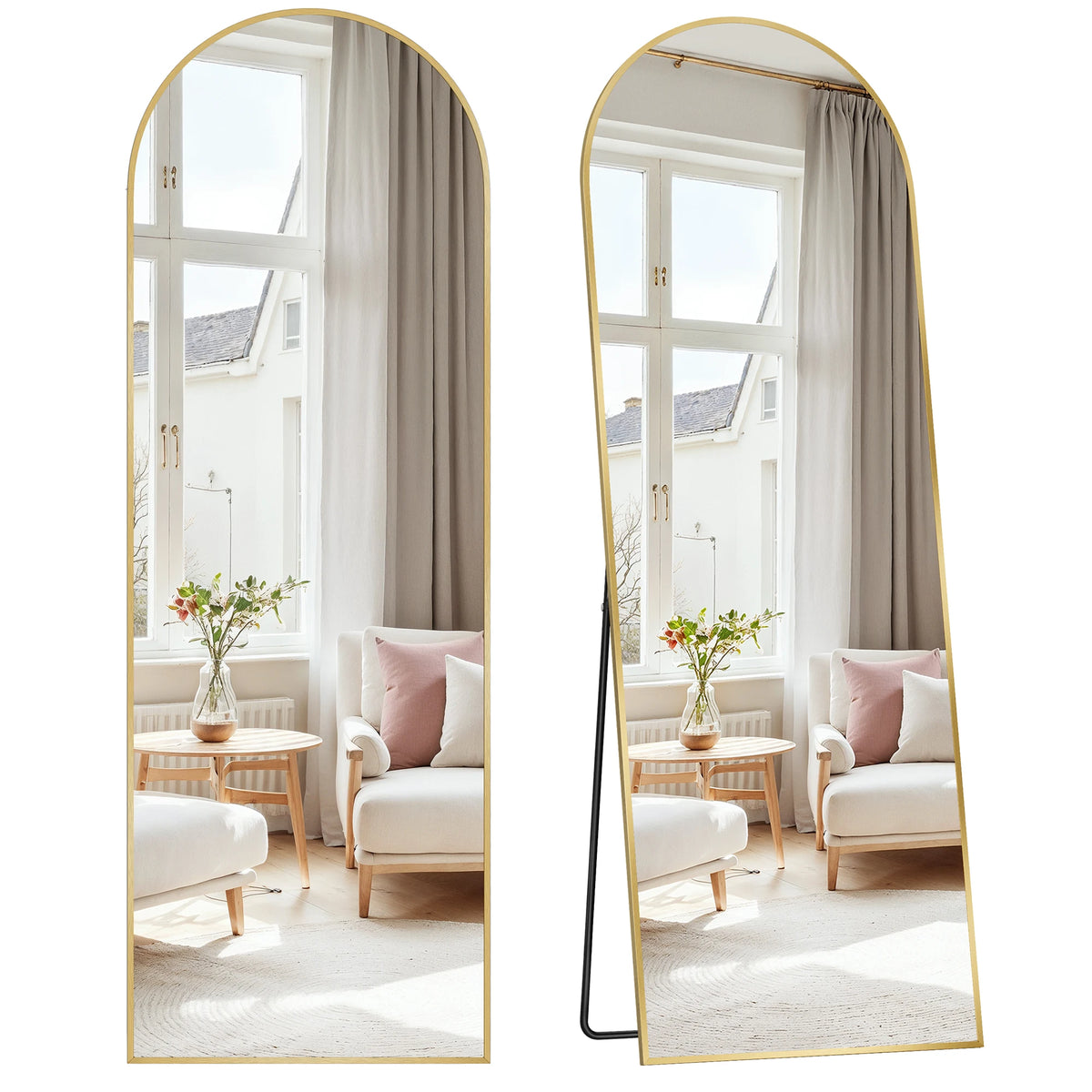 Miroir psyché cintré 160 x 50 cm — cadre en aluminium (vue 7) - Nesty