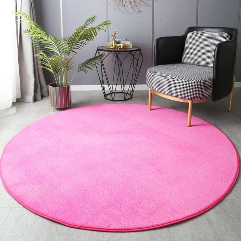 Tapis rond en velours corail Nesty - Tapis court et doux (vue 18)