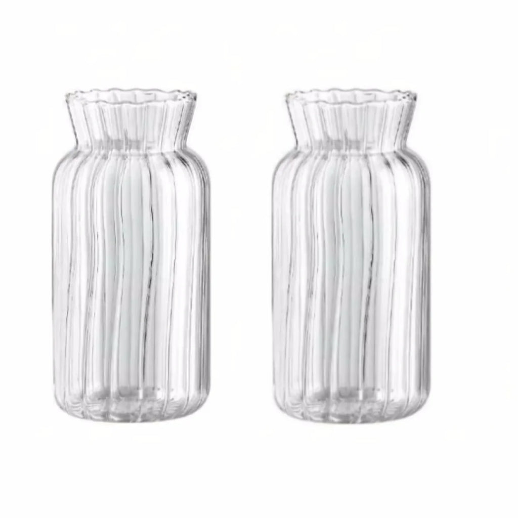Vase en verre transparent strié, mini format rétro (vue 10) - Nesty