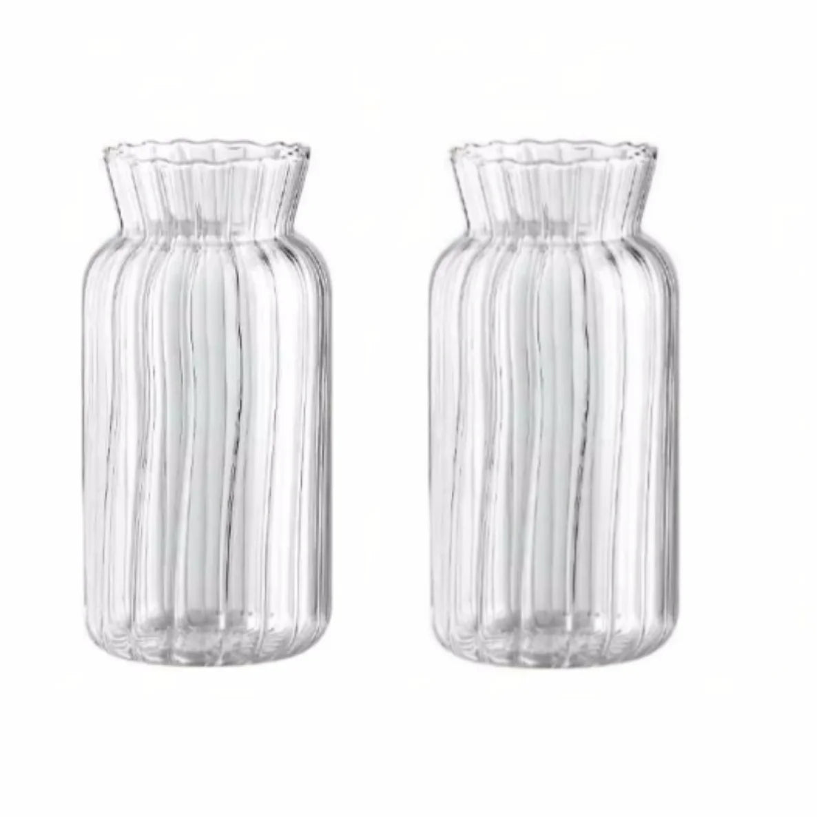 Vase en verre transparent strié, mini format rétro (vue 10) - Nesty