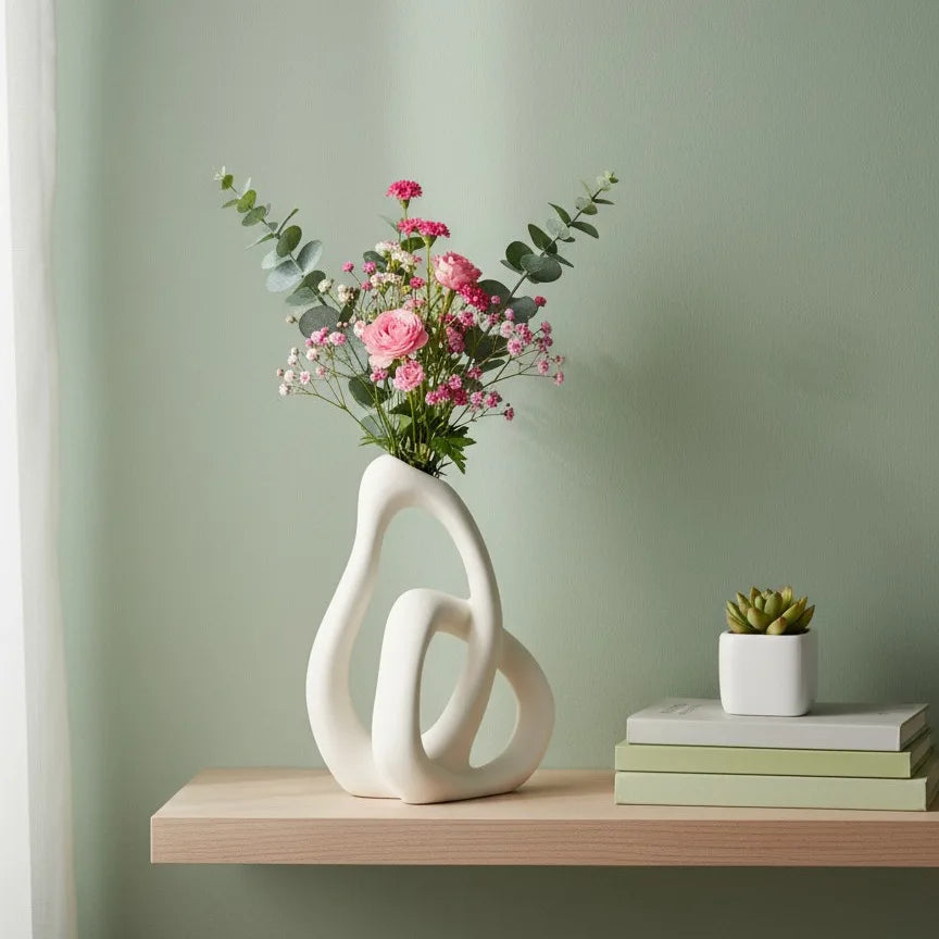 Vase en céramique abstrait — pour fleurs séchées et pampa (vue 6) - Nesty