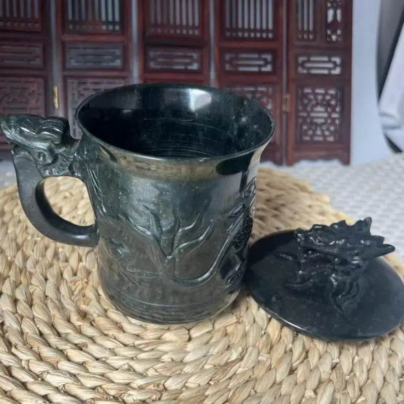 Tasse en pierre naturelle avec couvercle, motif dragon - Nesty (vue 5)
