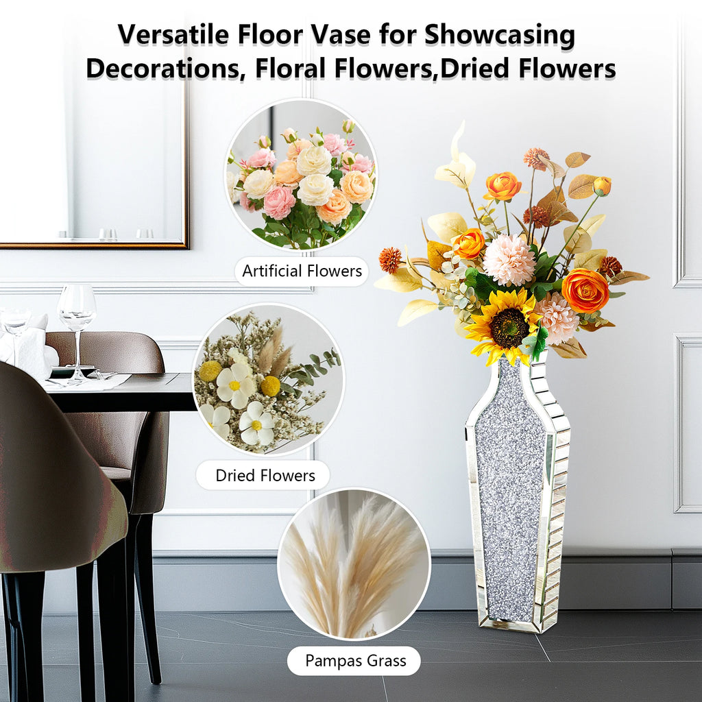 Grand vase sol facetté miroir, 68 cm - Nesty (vue 6)