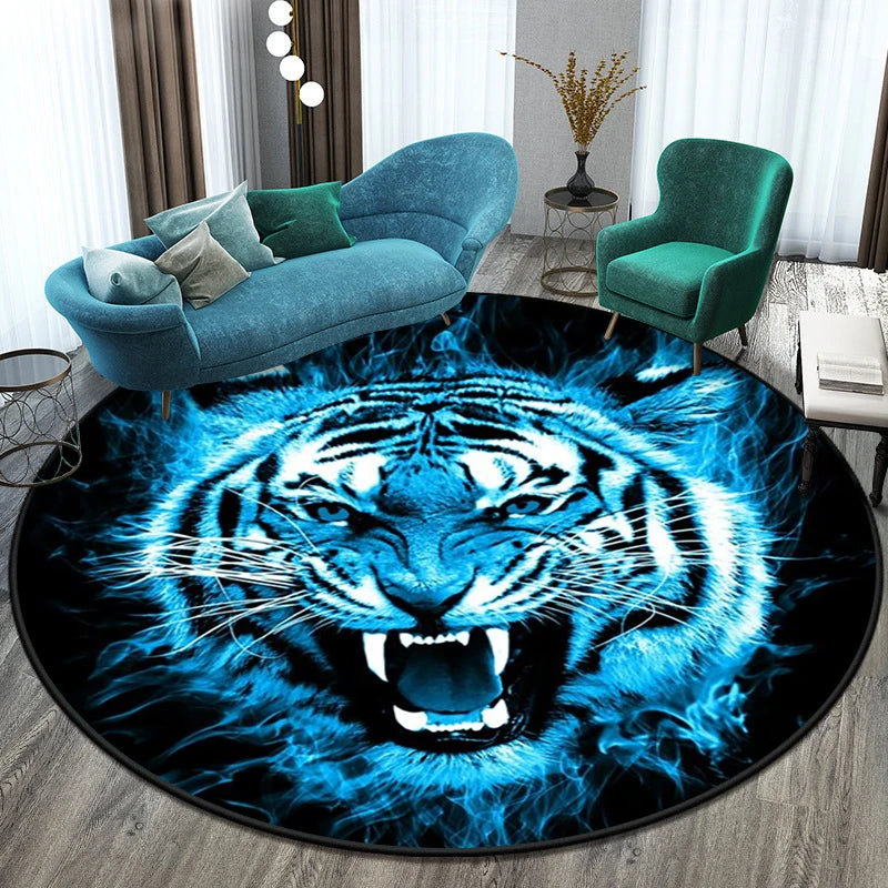 Tapis rond illustré tigre Nesty - Pour chambre d'enfant (vue 16)