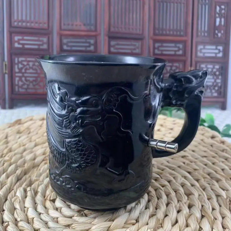 Tasse en pierre naturelle avec couvercle, motif dragon - Nesty (vue 1)
