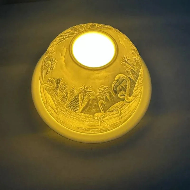 Photophore dôme en porcelaine fine, veilleuse translucide (vue 13) - Nesty