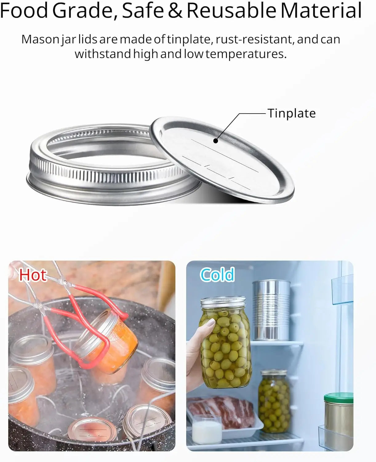 Lot de couvercles pour bocaux à conserve, joints silicone réutilisables - Nesty (vue 3)