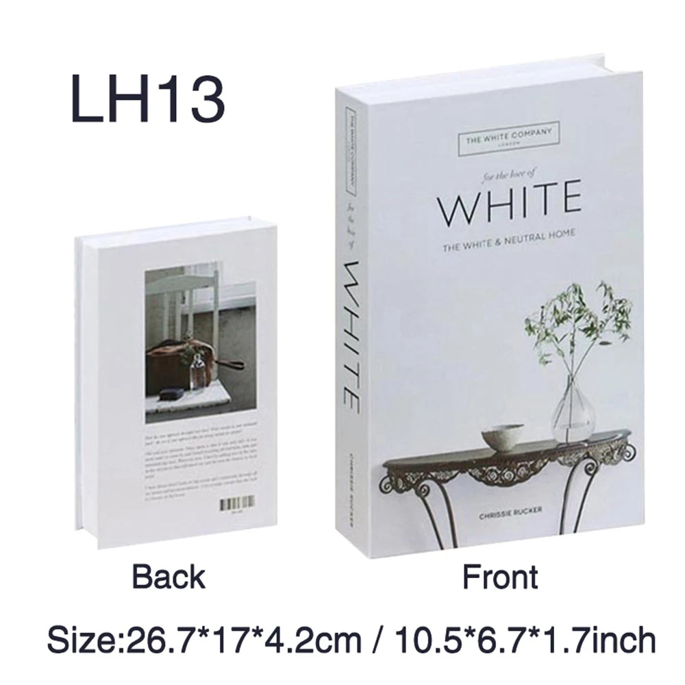 Faux livre décoratif boîte de rangement style nordique, couverture for the love of White, photo de console et vase en verre (vue 57) - Nesty