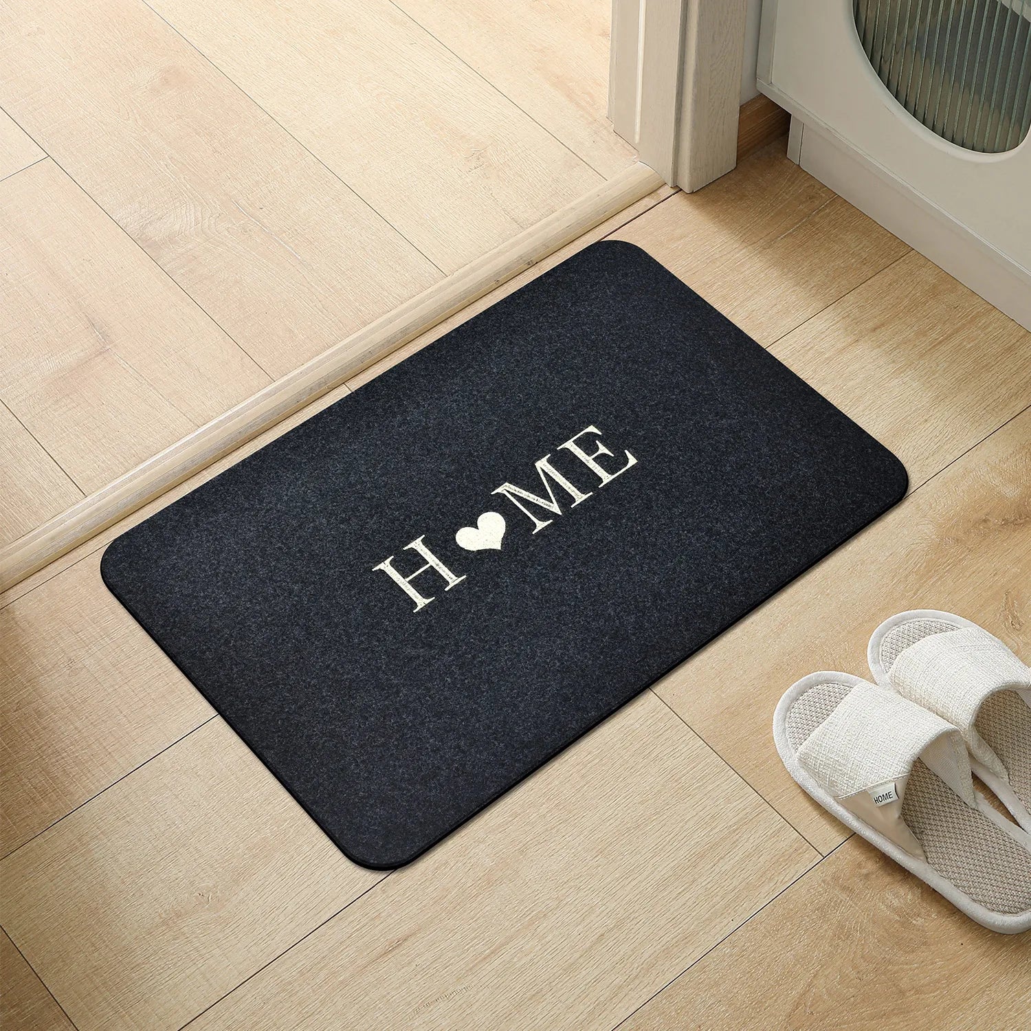 Tapis absorbant brodé minimaliste pour salle de bain, lavable en machine - Nesty (vue 7)