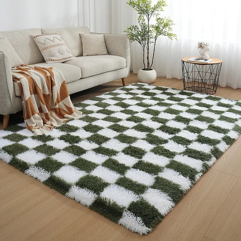 Tapis à damier moelleux pour salon (vue 9) - Nesty