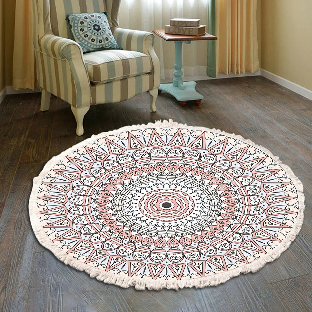 Tapis rond bohème à franges — tissé main - Nesty (vue 11)