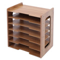 Organiseur de bureau en bois à 7 niveaux, plateau documents format A4, vue de trois quarts sur fond blanc - Nesty