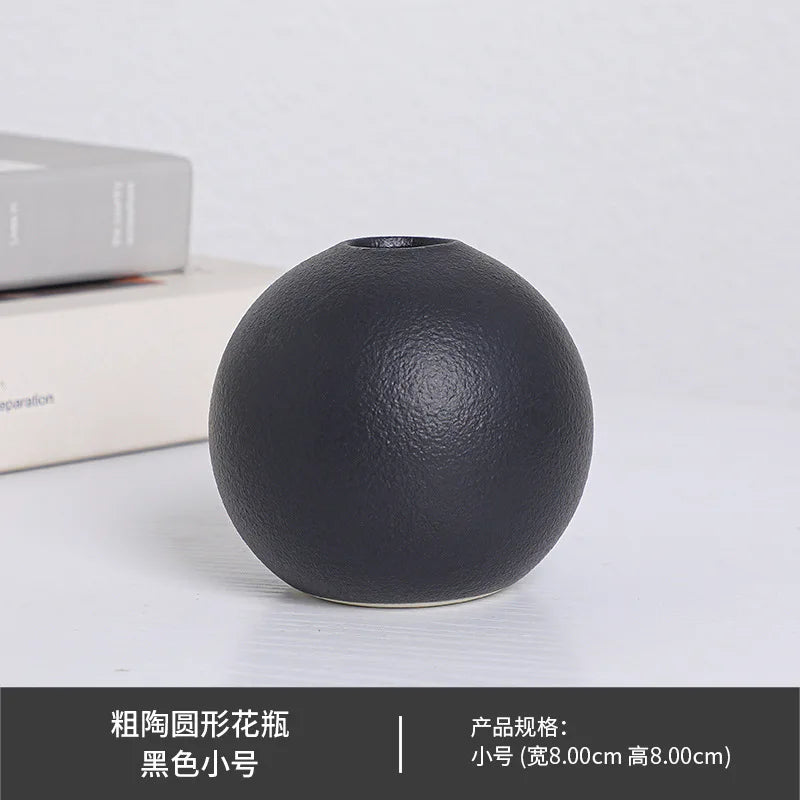 Vase céramique boule bicolore noir et blanc (vue 9) - Nesty