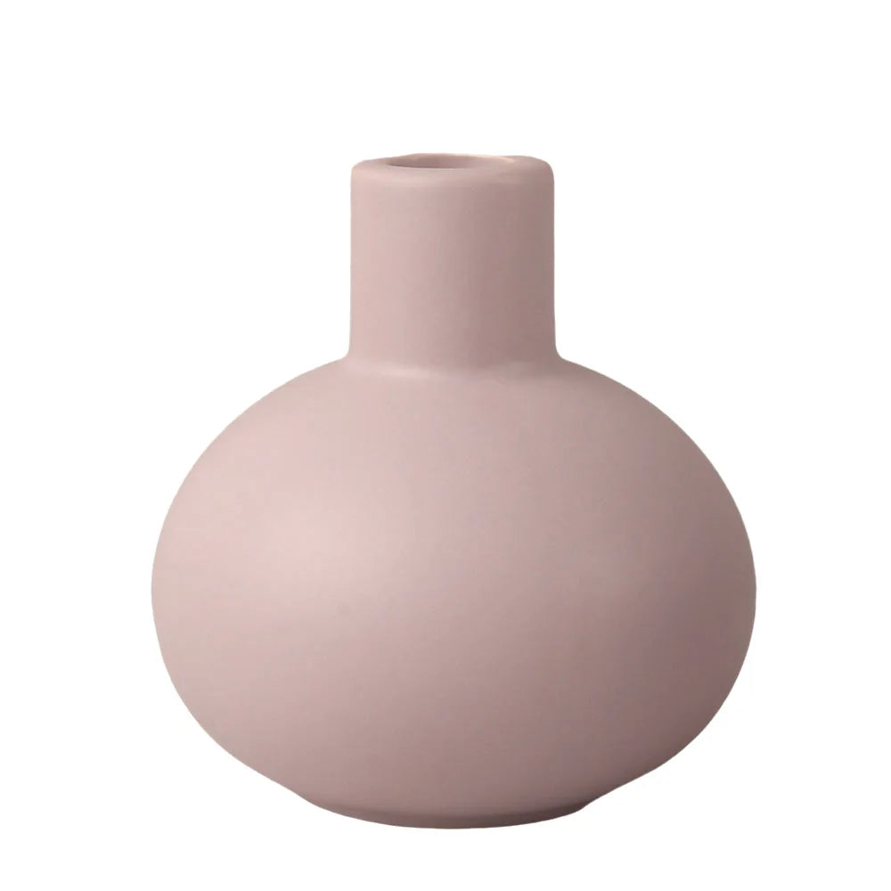 Bougeoir céramique galbé, teinte rose poudré (vue 11) - Nesty