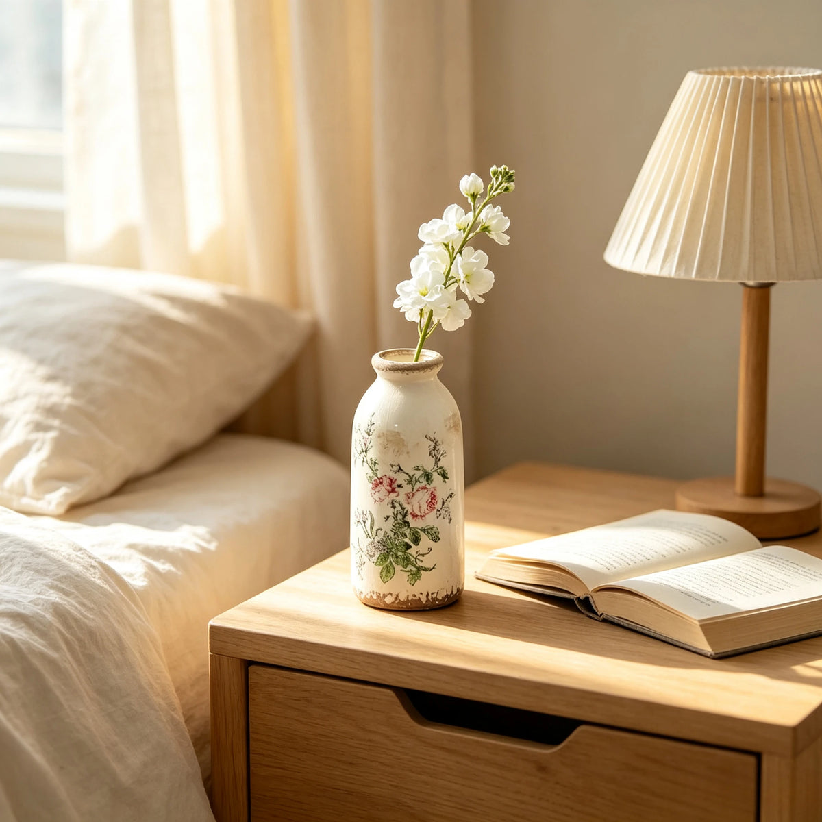 Vase bouteille de lait en céramique craquelée blanche - Nesty (vue 4)