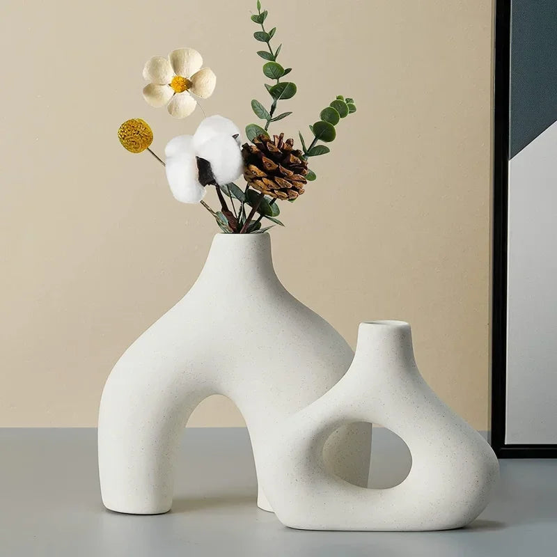 Duo de vases céramique blancs, forme montagne - Nesty (vue 7)