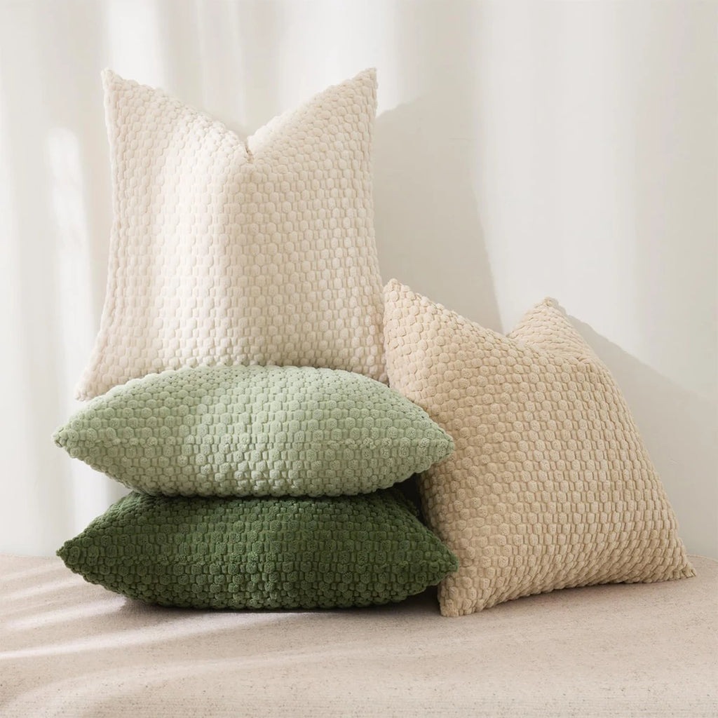 Housse de coussin réversible en velours côtelé Nesty - Carré, ton neutre (vue 5)