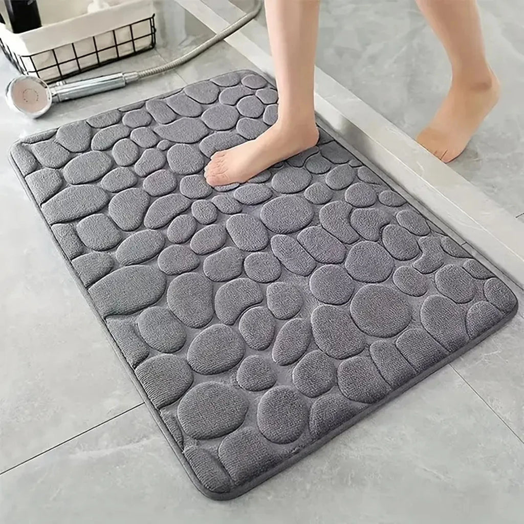 Tapis de bain antidérapant relief 3D — motif galets absorbant - Nesty (vue 1)