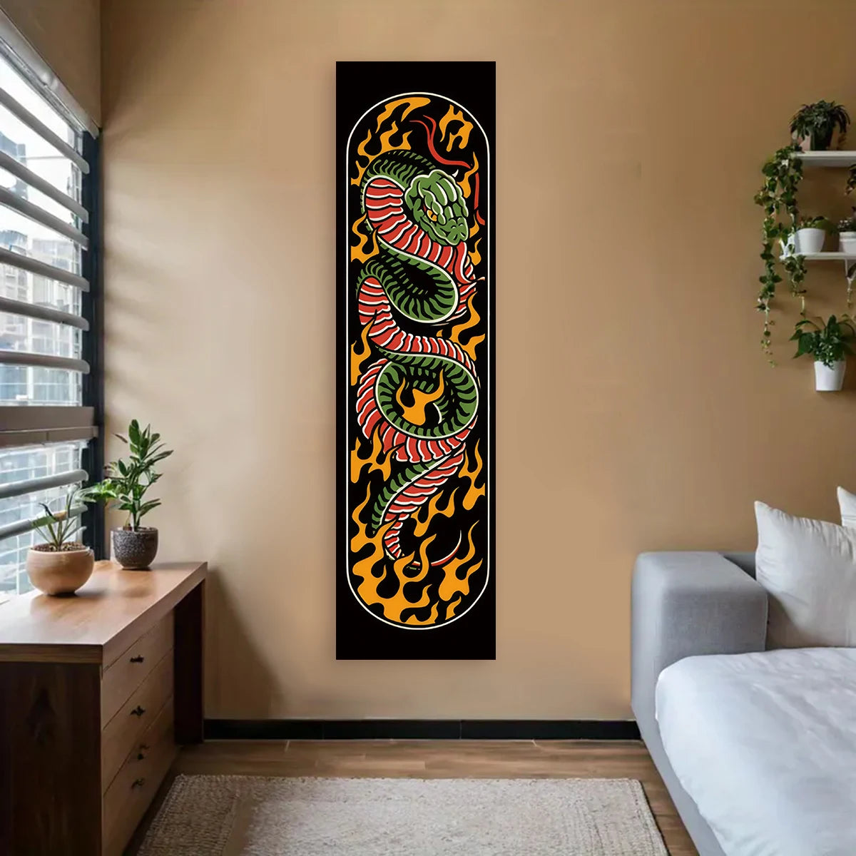 Tapisserie murale vagues japonaises Nesty - Soleil rouge pour le mur (vue 14)