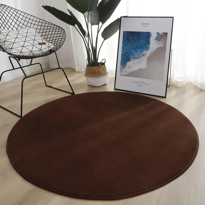 Tapis rond en velours corail Nesty - Coloris unis (vue 19)