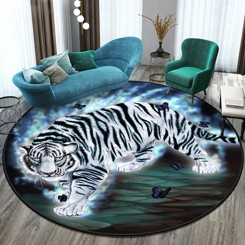 Tapis rond illustré tigre Nesty - Pour chambre d'enfant (vue 19)