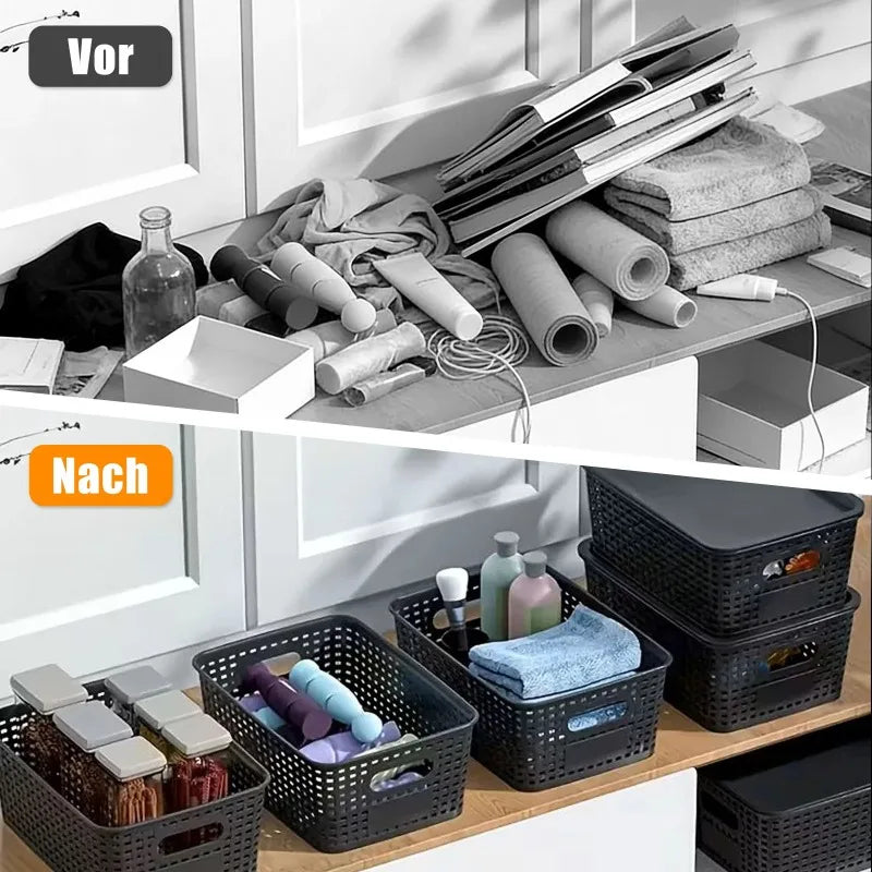 Lot de 6 paniers de rangement tressés empilables avec couvercle (vue 5) - Nesty