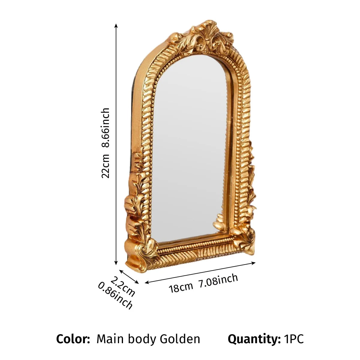 Miroir cintré doré ouvragé Nesty - Coiffeuse ou mur (vue 8)