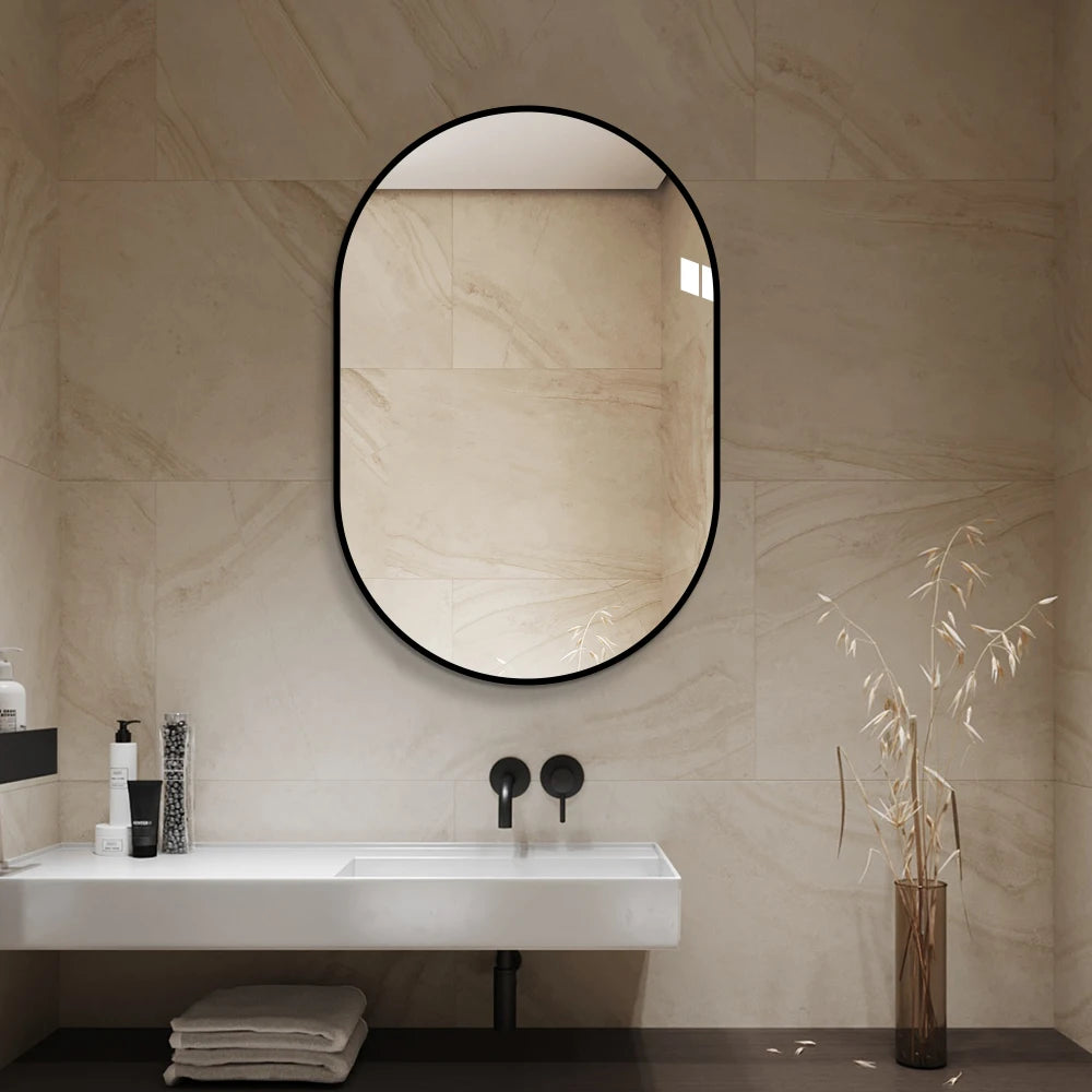 Miroir cintré en aluminium noir — format vertical ou horizontal - Nesty (vue 1)
