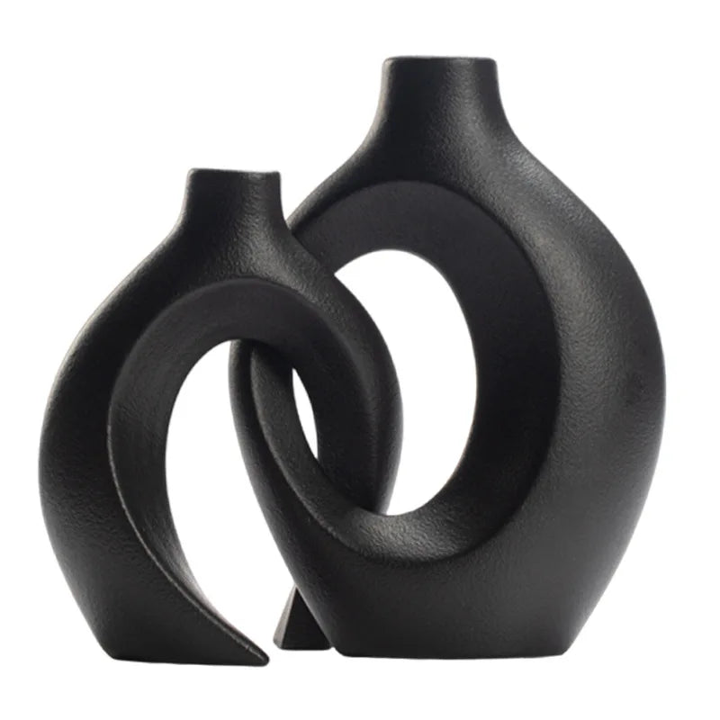 Duo de vases céramique donut noir et blanc - Nesty (vue 12)