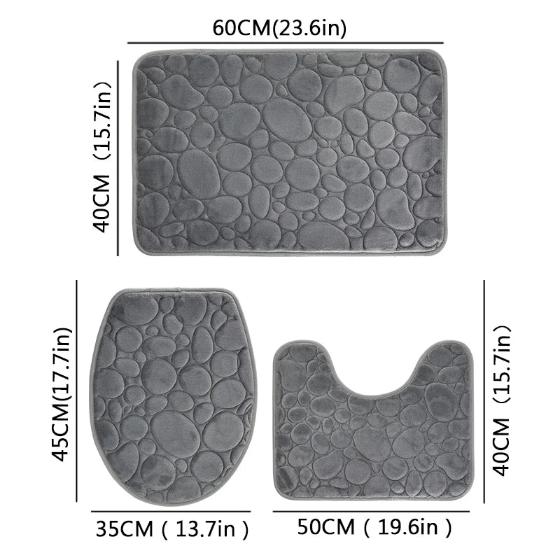 Set de tapis de bain en microfibre — motif pierre, 3 pièces - Nesty (vue 11)