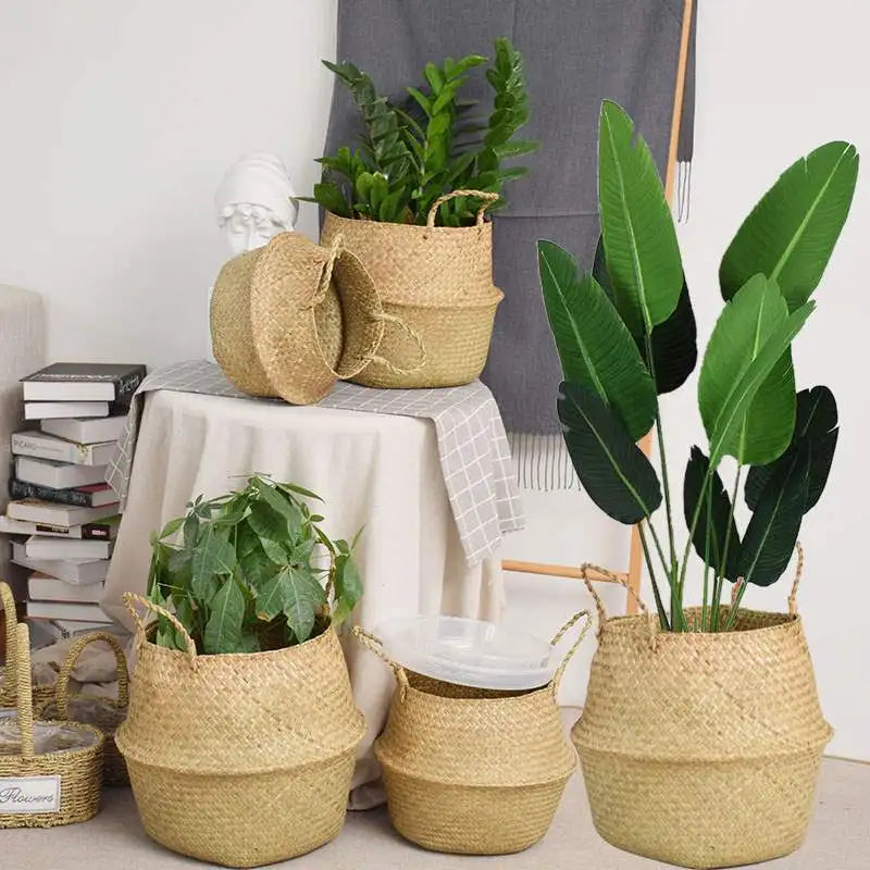 Corbeille suspendue en paille tressée, cache-pot pour plantes - Nesty (vue 2)