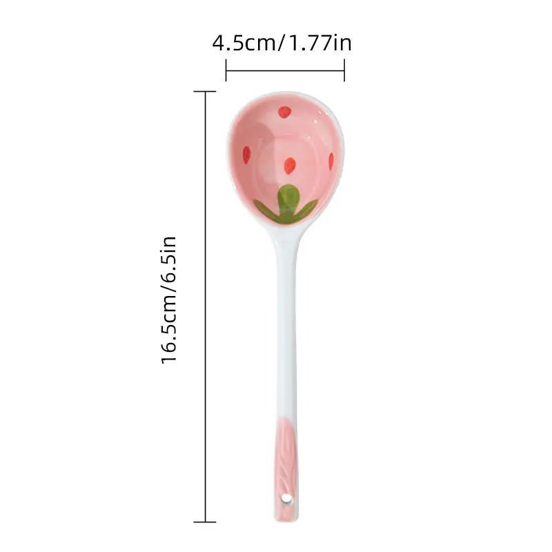 Cuillère en céramique fraise — modèle mignon (vue 7) - Nesty