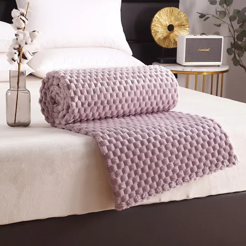 Plaid en polaire douce gris, format compact 70x100cm - Nesty (vue 10)