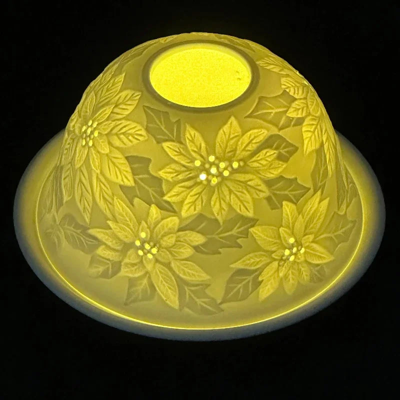 Photophore dôme en porcelaine fine, veilleuse translucide (vue 12) - Nesty