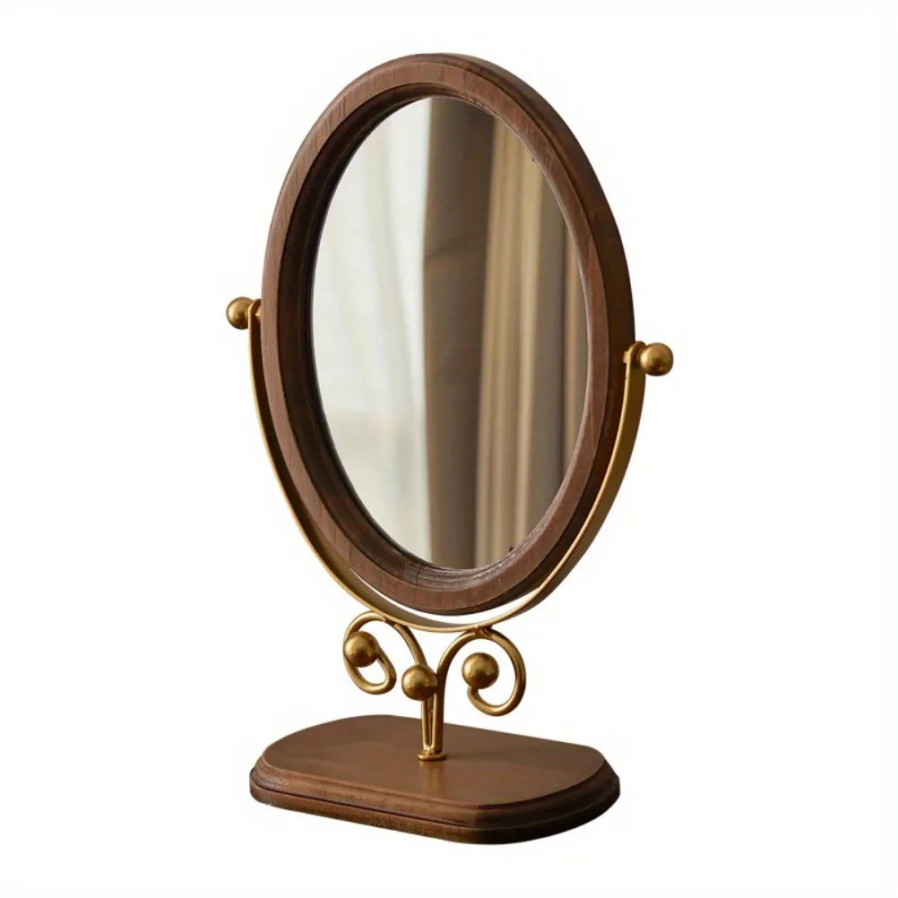 Miroir à poser ovale en bois, pivotant (vue 5) - Nesty