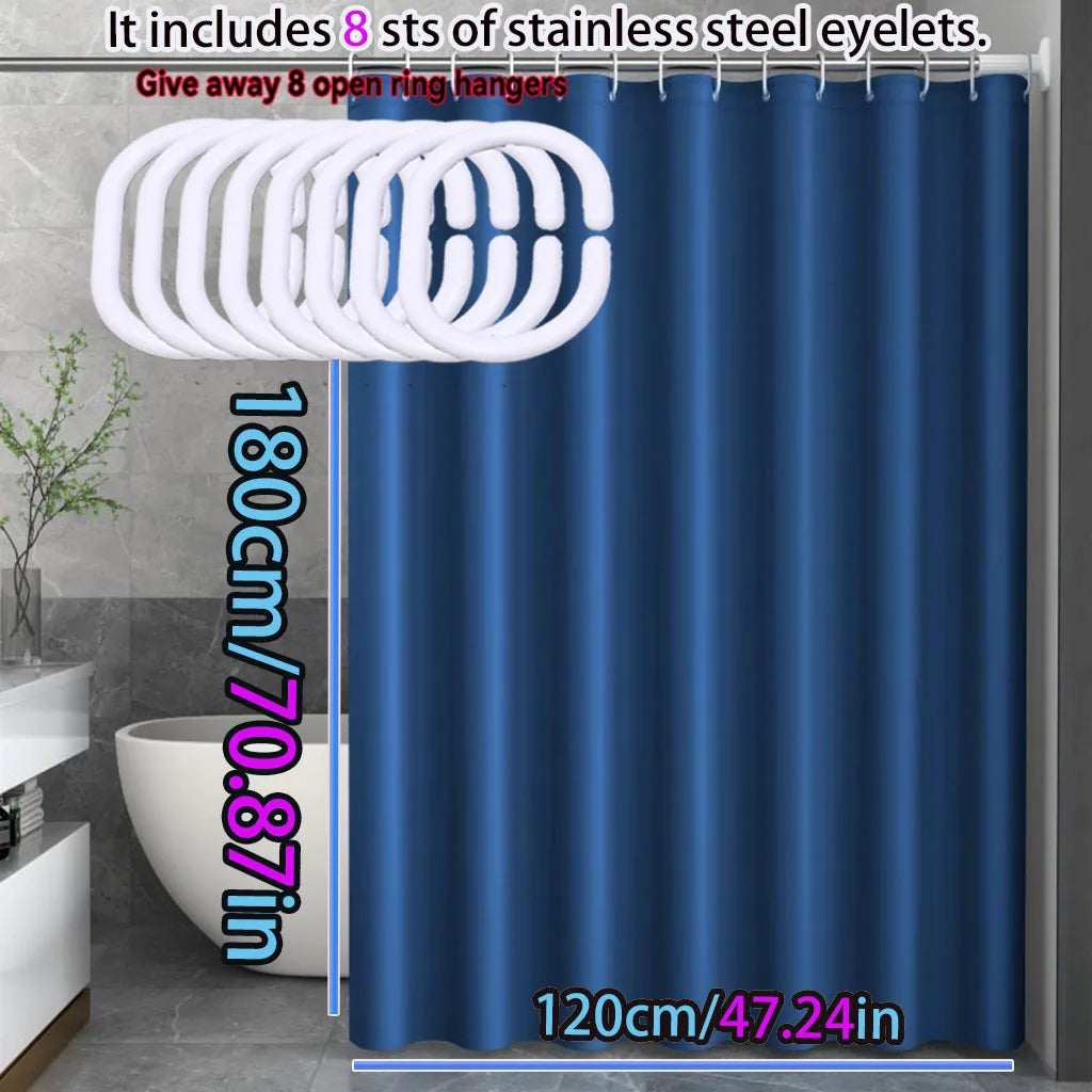 Rideau de douche bleu marine uni en PEVA, style simple et moderne - Nesty (vue 2)
